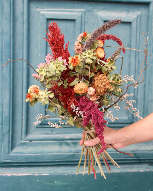 Bouquet de fleurs séchées - L'ÉRABLE (Rouge, orange et jaune)