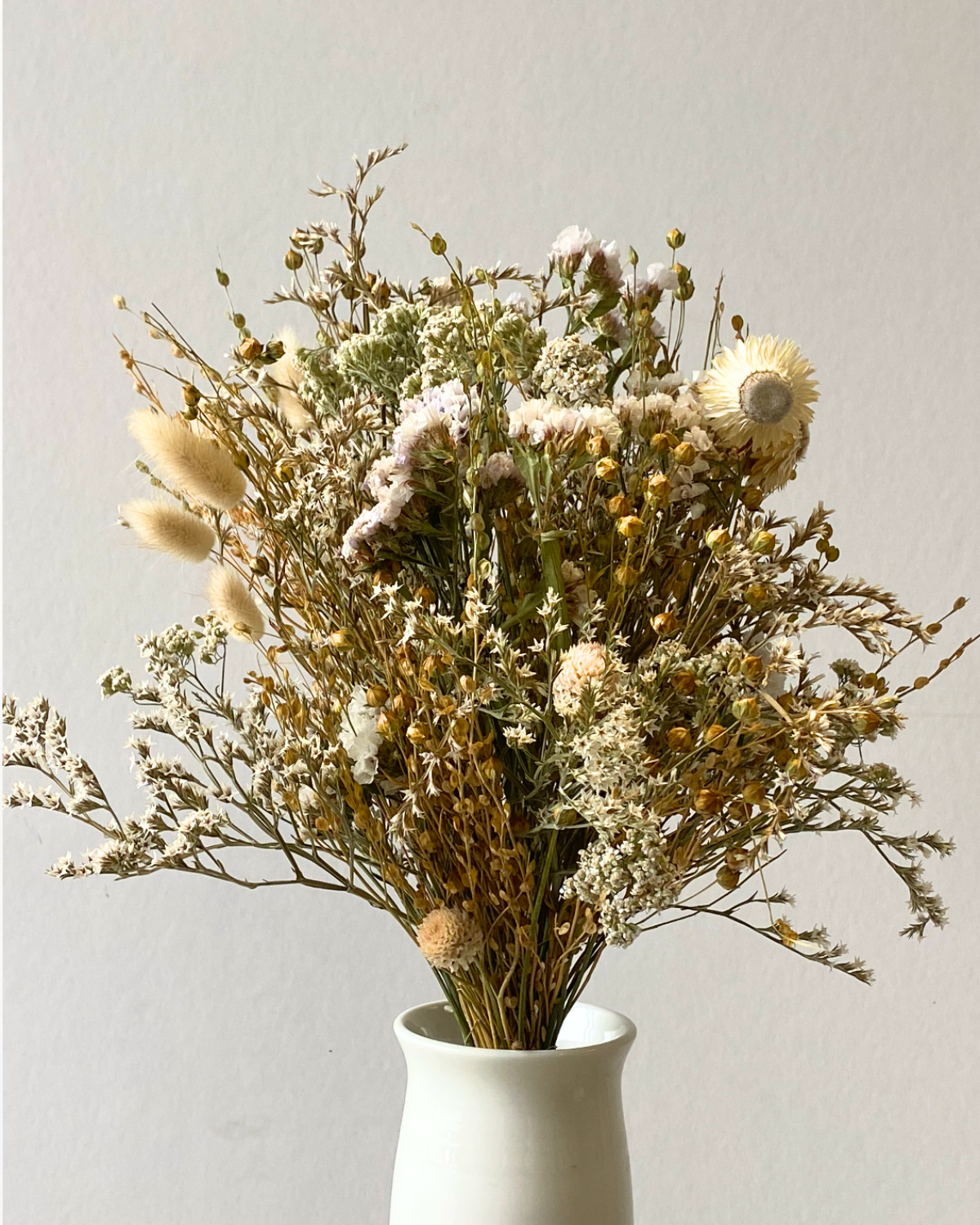 Bouquet de fleurs séchées - NUAGE (Nuances blanc & beige)