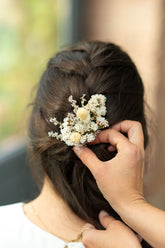 Pic à chignon en fleurs séchées pour cérémonie - HOUAT