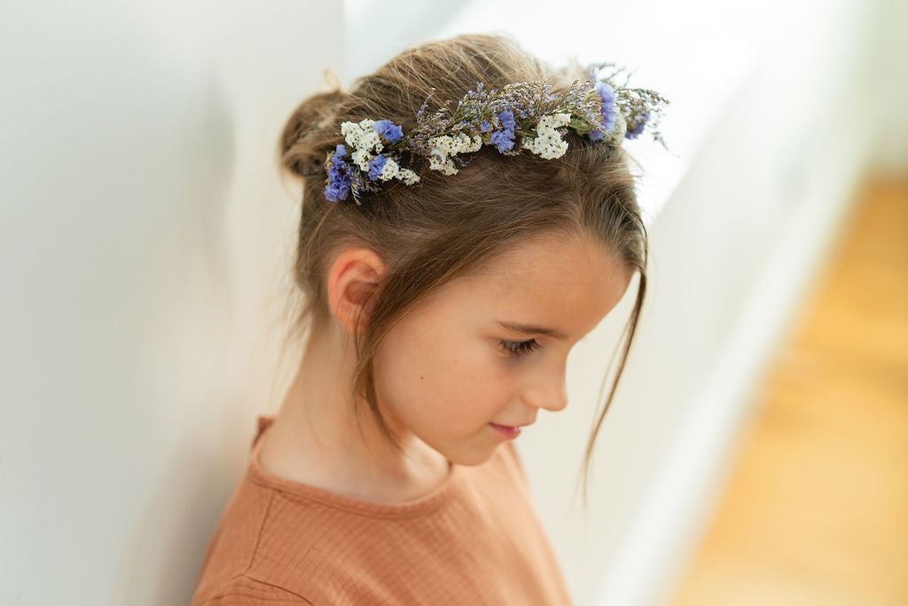 Kit DIY à réaliser - Couronne de tête enfant en fleurs séchées - Bleu