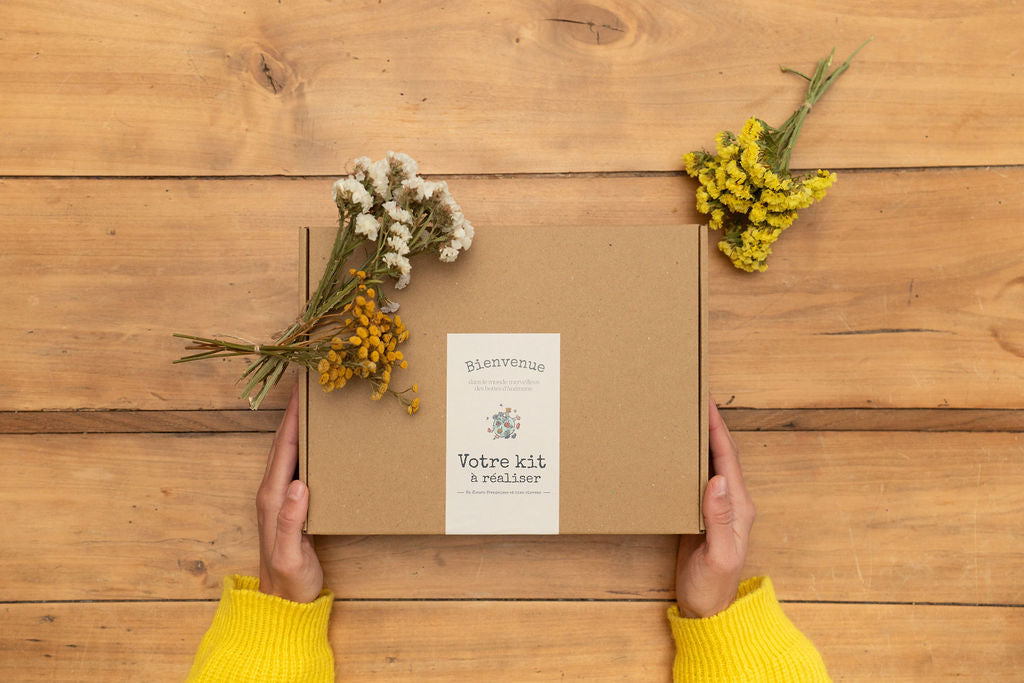 Kit DIY à réaliser - Couronne de tête enfant en fleurs séchées - Jaune