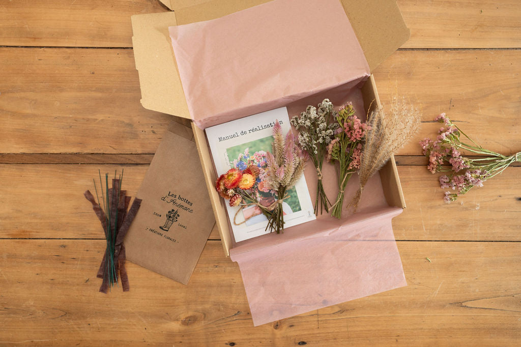 Kit à réaliser DIY - 10 Pics à chignon en fleurs séchées - Pastel