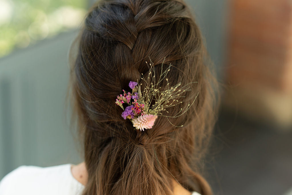 Kit à réaliser DIY - 10 Pics à chignon en fleurs séchées - Rose