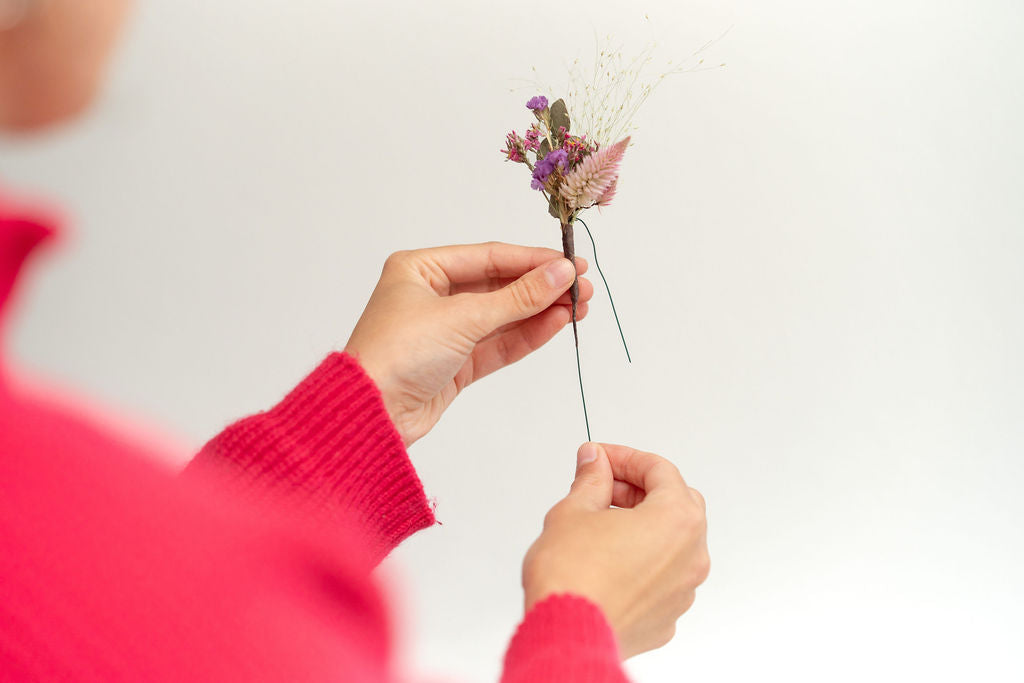 Kit à réaliser DIY - 10 Pics à chignon en fleurs séchées - Rose